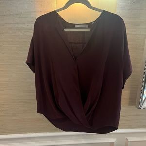 Vince 100% silk maroon cross over top
